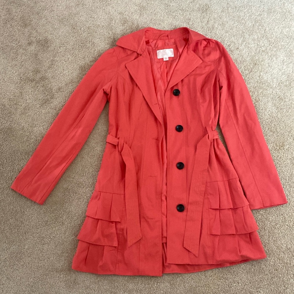 Coral Trench Coat/Rain Coat